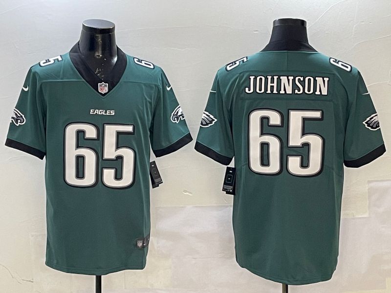 Men Philadelphia Eagles #65 Johnson Green Second generation 2025 Nike Limited NFL Jersey style 1